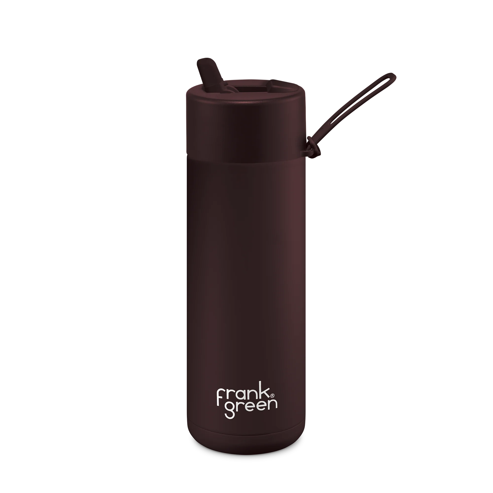 Frank Green Stainless Steel Ceramic Reusable Bottle Chocolate With Straw 20oz/595ml