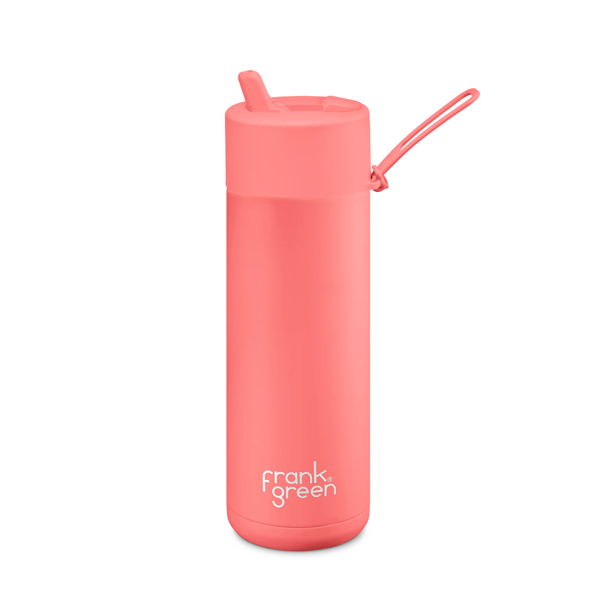 Frank Green Stainless Steel Ceramic Reusable Bottle Sweat Peach With Straw 20oz/595ml
