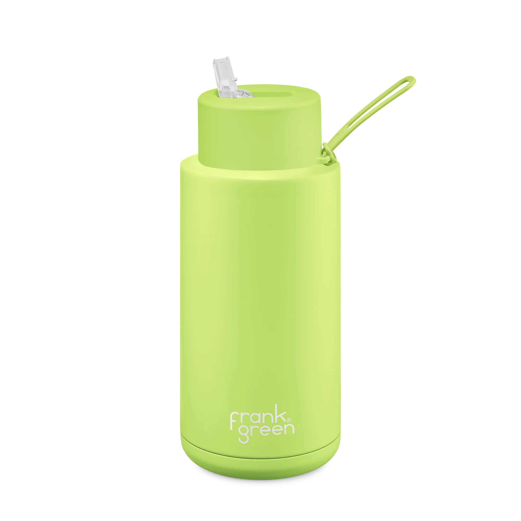 Frank Green Stainless Steel Ceramic Reusable Bottle Pistachio Green With Straw And Strap 34oz/1,000ml