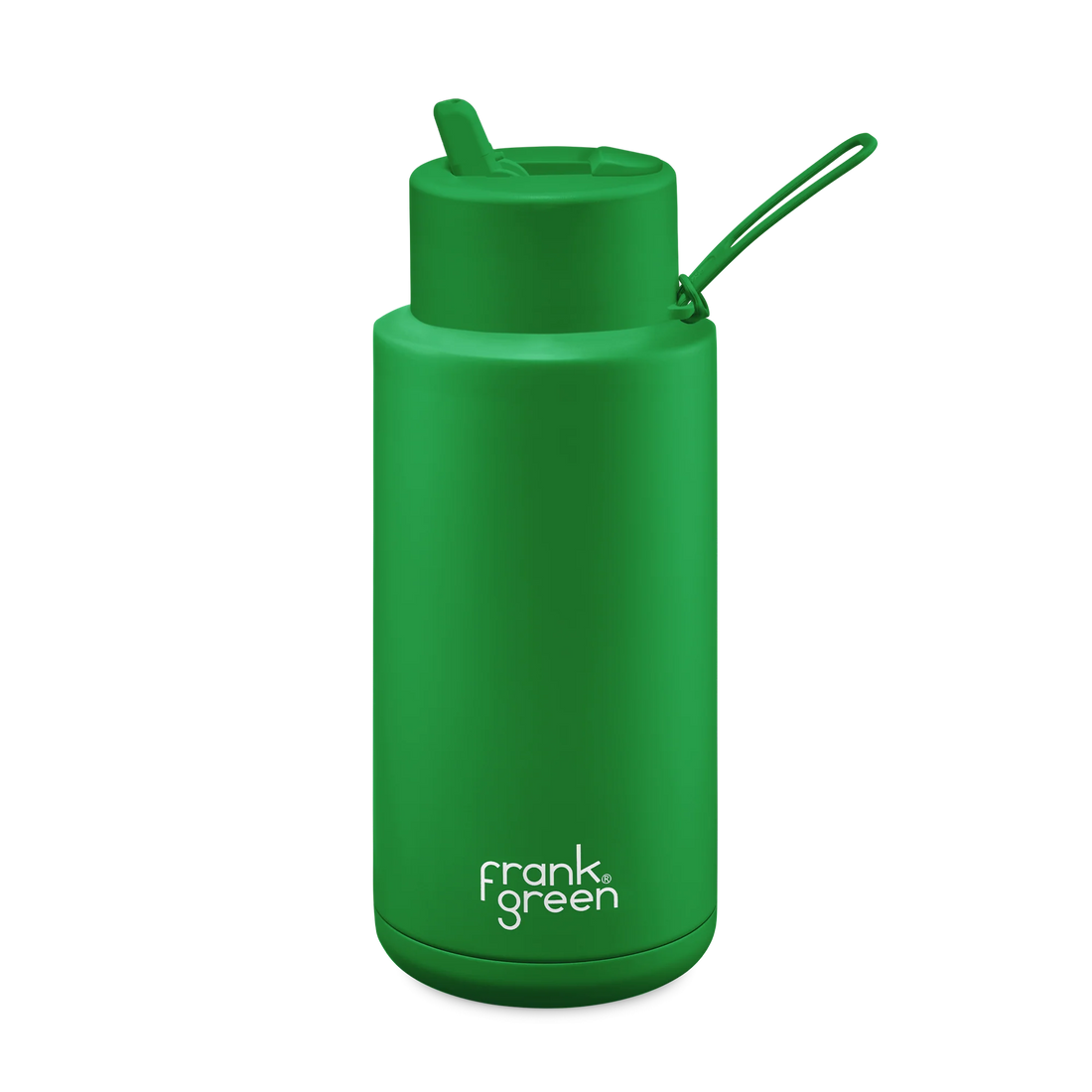 Frank Green Stainless Steel Ceramic Reusable Bottle Evergreen With Straw And Strap 34oz/1,000ml