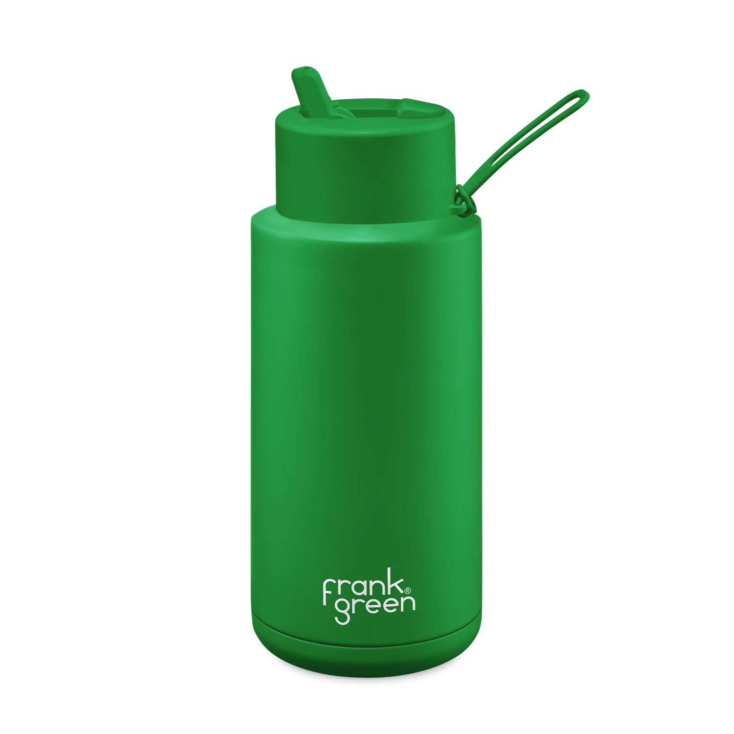 Frank Green Stainless Steel Ceramic Reusable Bottle Evergreen With Straw And Strap 34oz/1,000ml