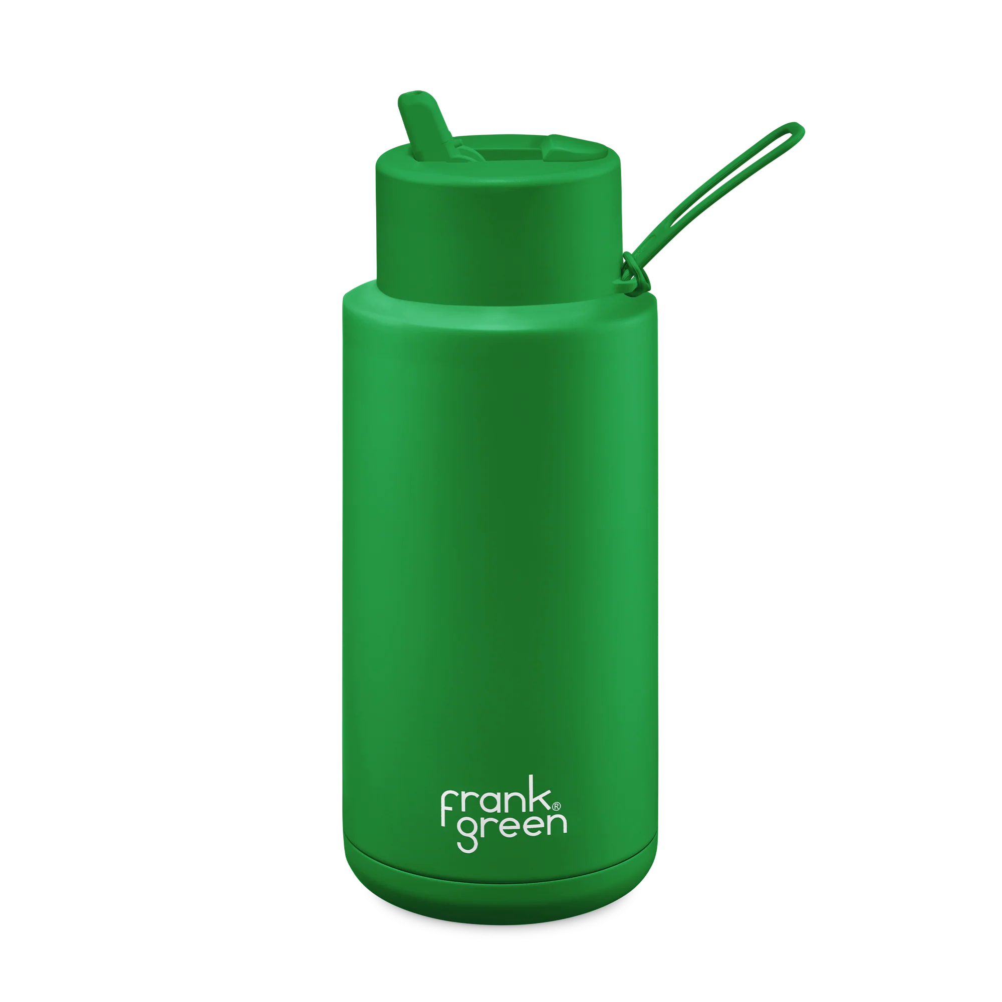 Frank Green Stainless Steel Ceramic Reusable Bottle Evergreen With Straw And Strap 34oz/1,000ml