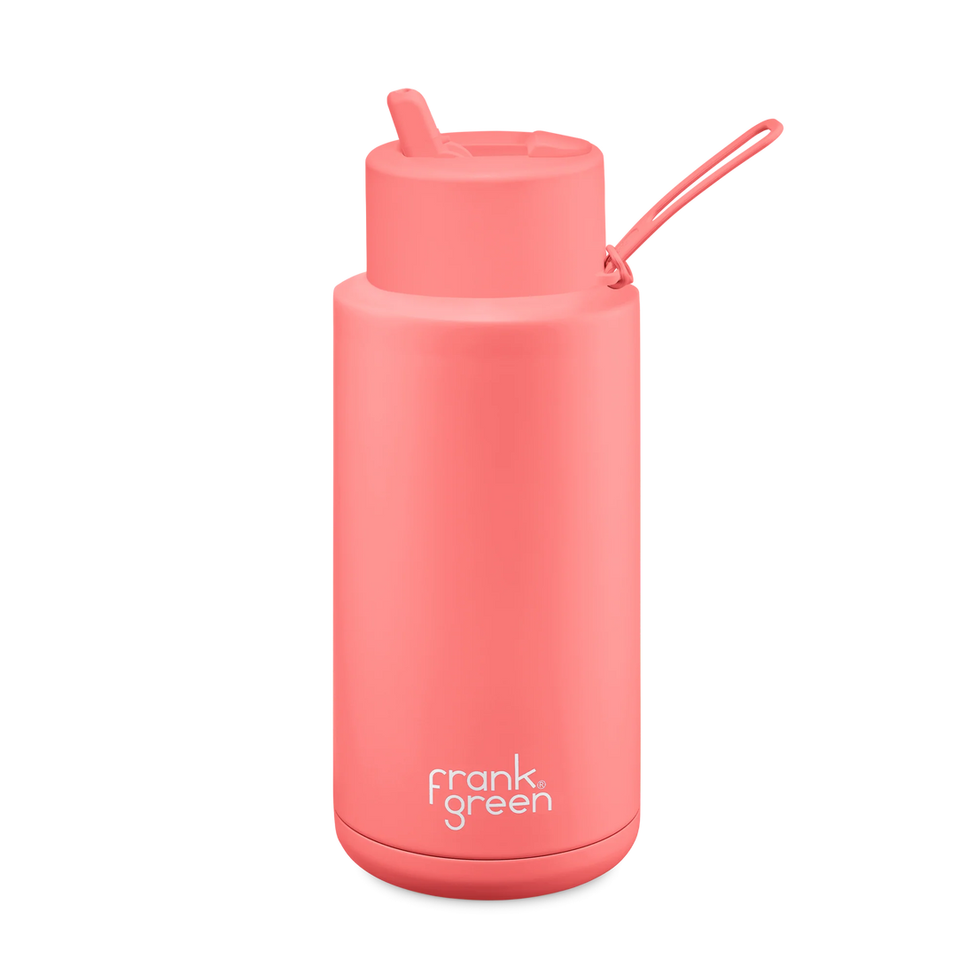 Frank Green Stainless Steel Ceramic Reusable Bottle Sweat Peach With Straw And Strap 34oz/1,000ml