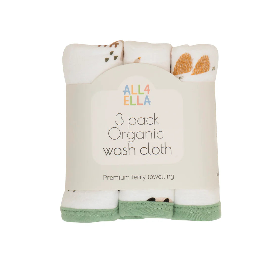 All4Ella Wash Cloth 3pk Country Farm