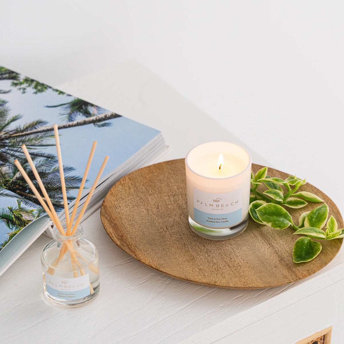 Palm Beach Yuzu &amp; Sea Moss Fragrance Mini Candle &amp; Diffuser Gift Pack