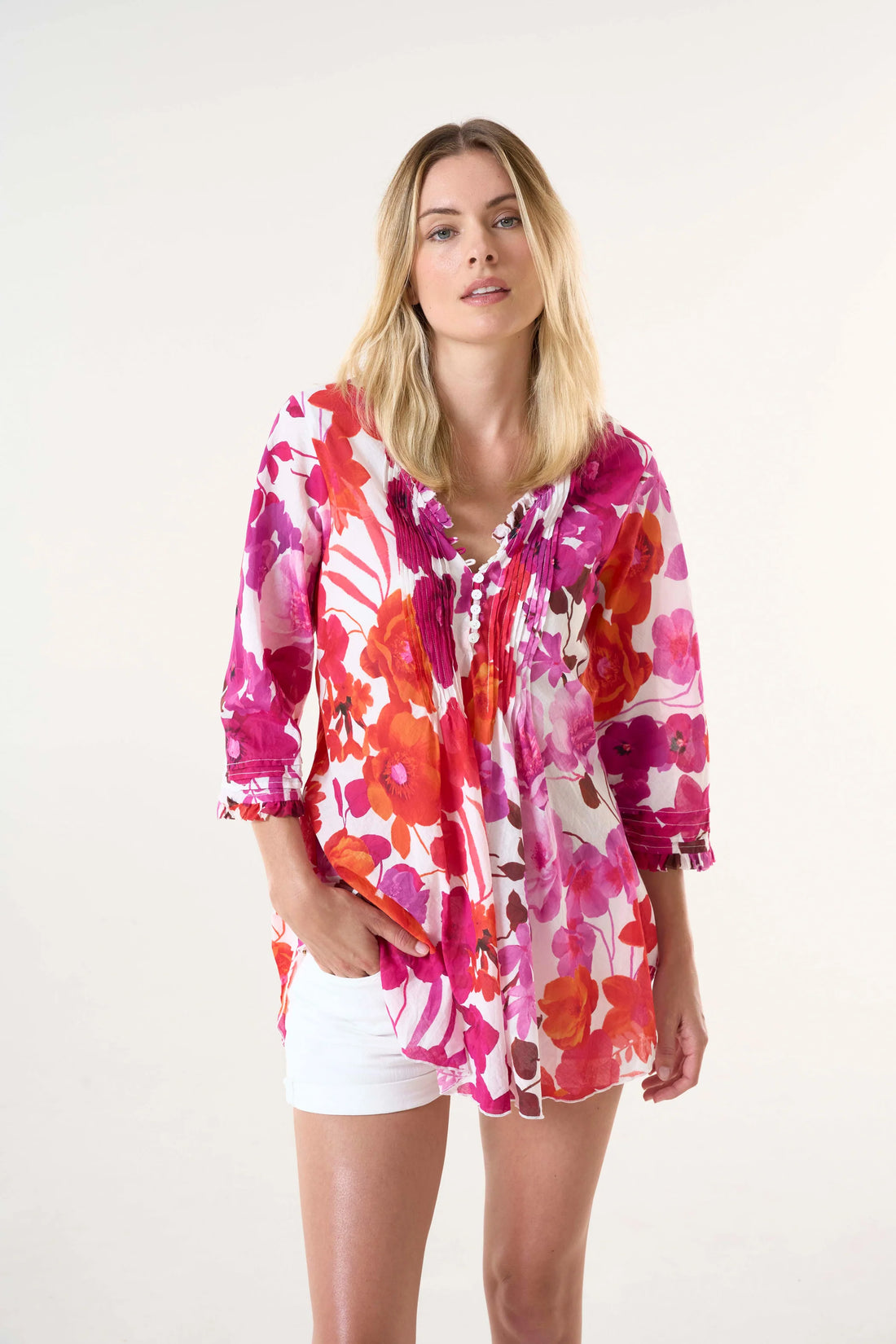 One Season Poppy Top Flamenco Pink Cotton