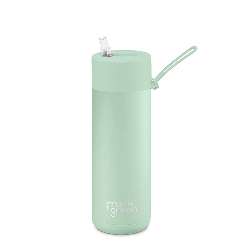 Frank Green Stainless Steel Ceramic Reusable Bottle Mint Gelato With Straw 20oz/595ml