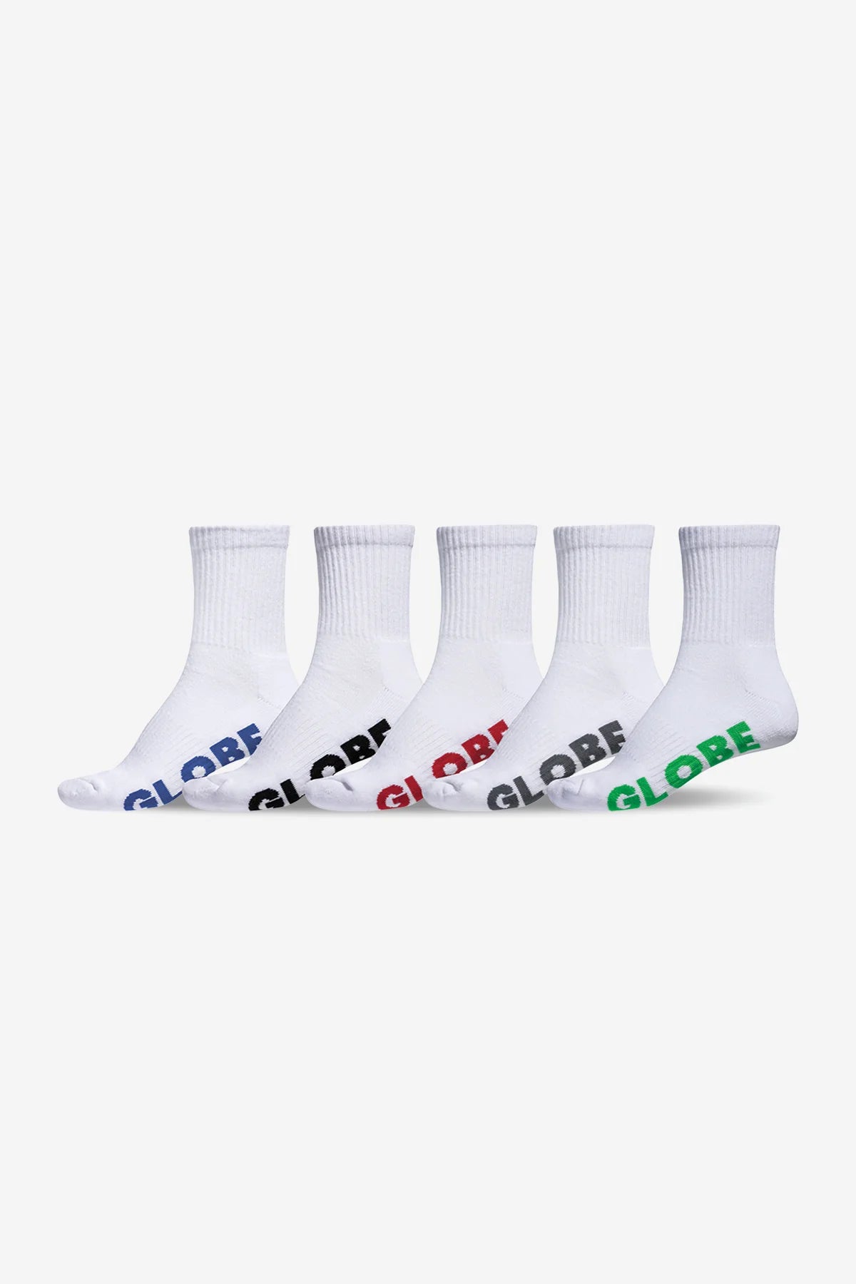 Globe Stealth Crew Sock White 5pk Size 7-11