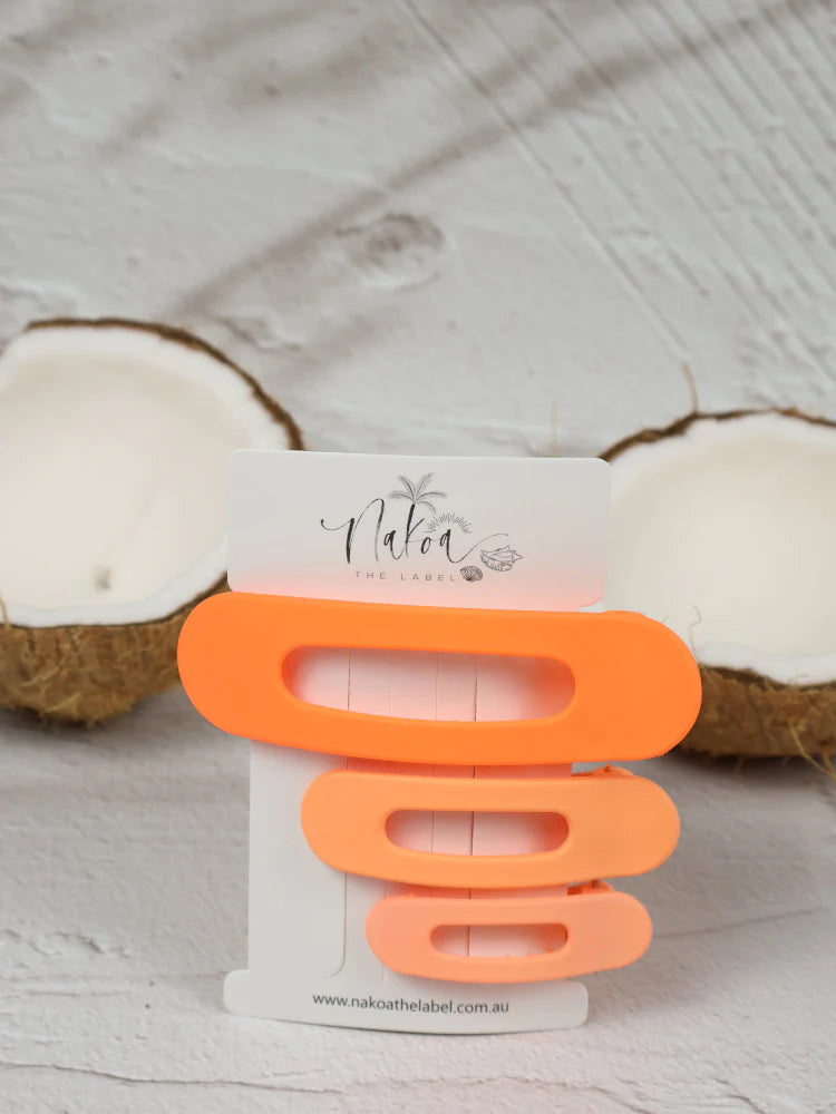 Nakoa Oval Hair Clip Set Orange