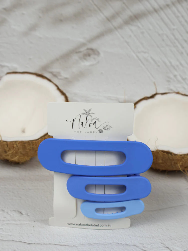 Nakoa Oval Hair Clip Set Blue