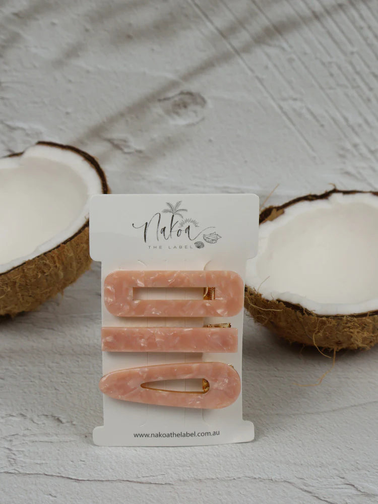 Nakoa Hair Clips Acetate Light Pink