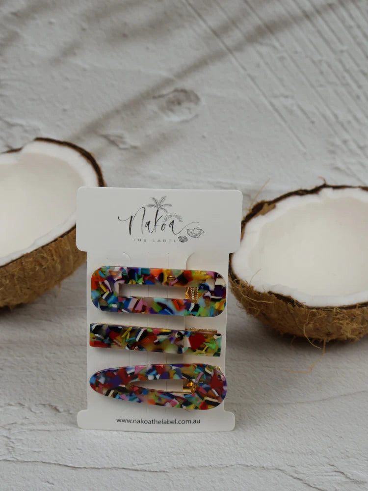 Nakoa Hair Clips Acetate Licorice Allsorts