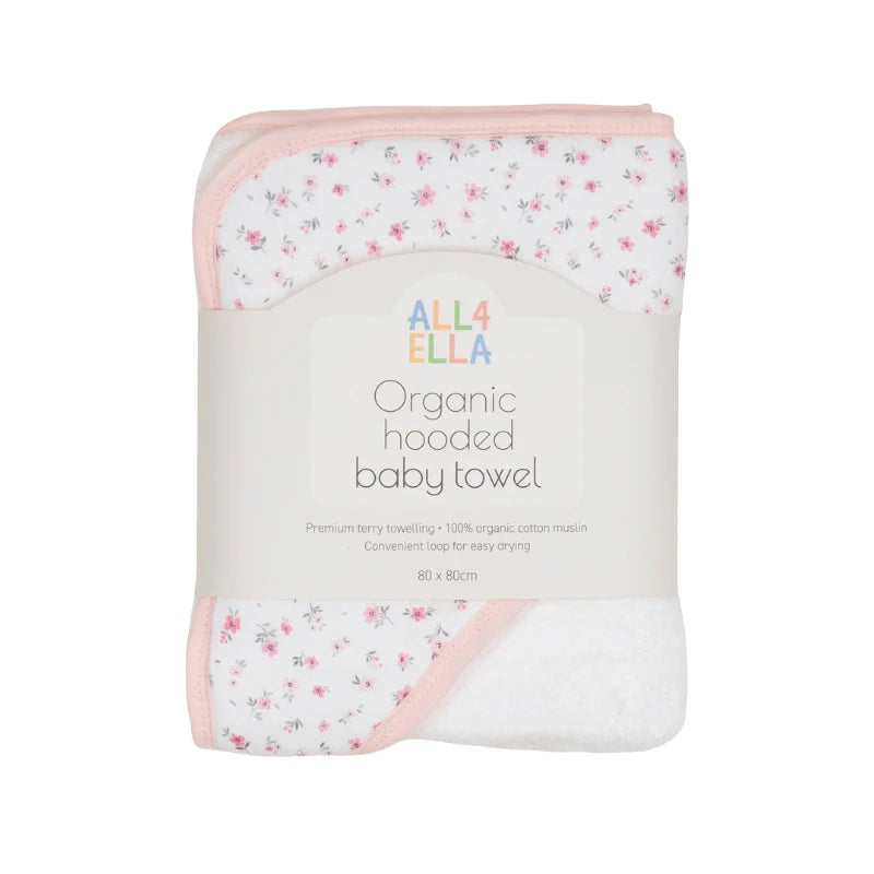 All4Ella Hooded Towel Pink Petals