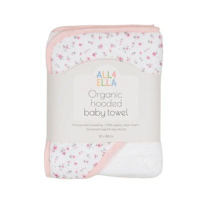 All4Ella Hooded Towel Pink Petals