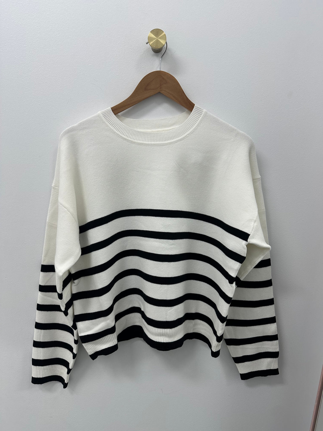 Little Lies Lottie Stripe Sweater White/Black