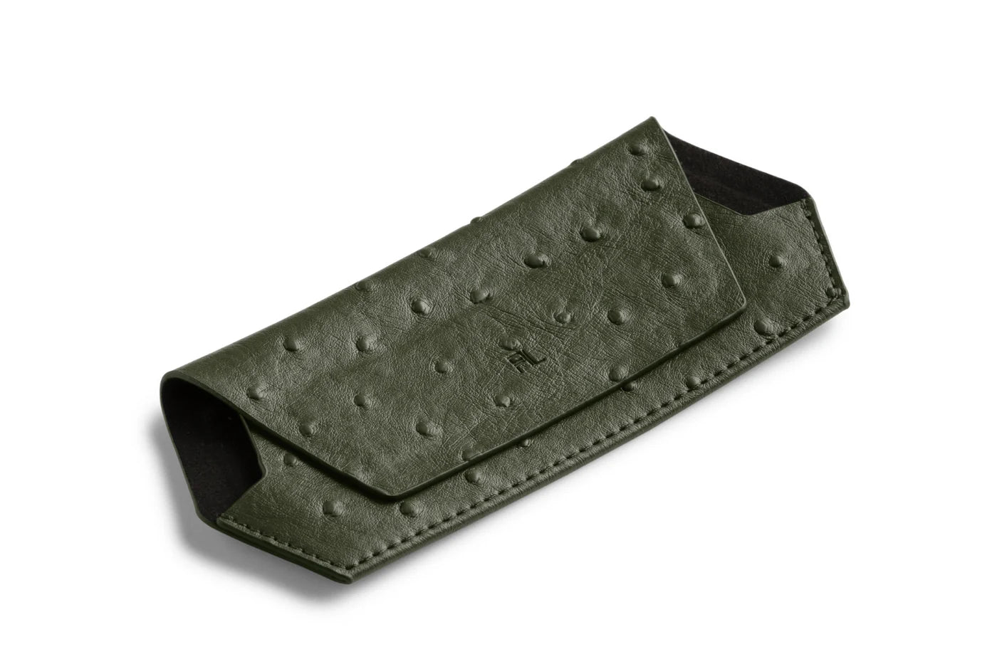 Fox And Leo Glasses Case Ostrich Print Olive