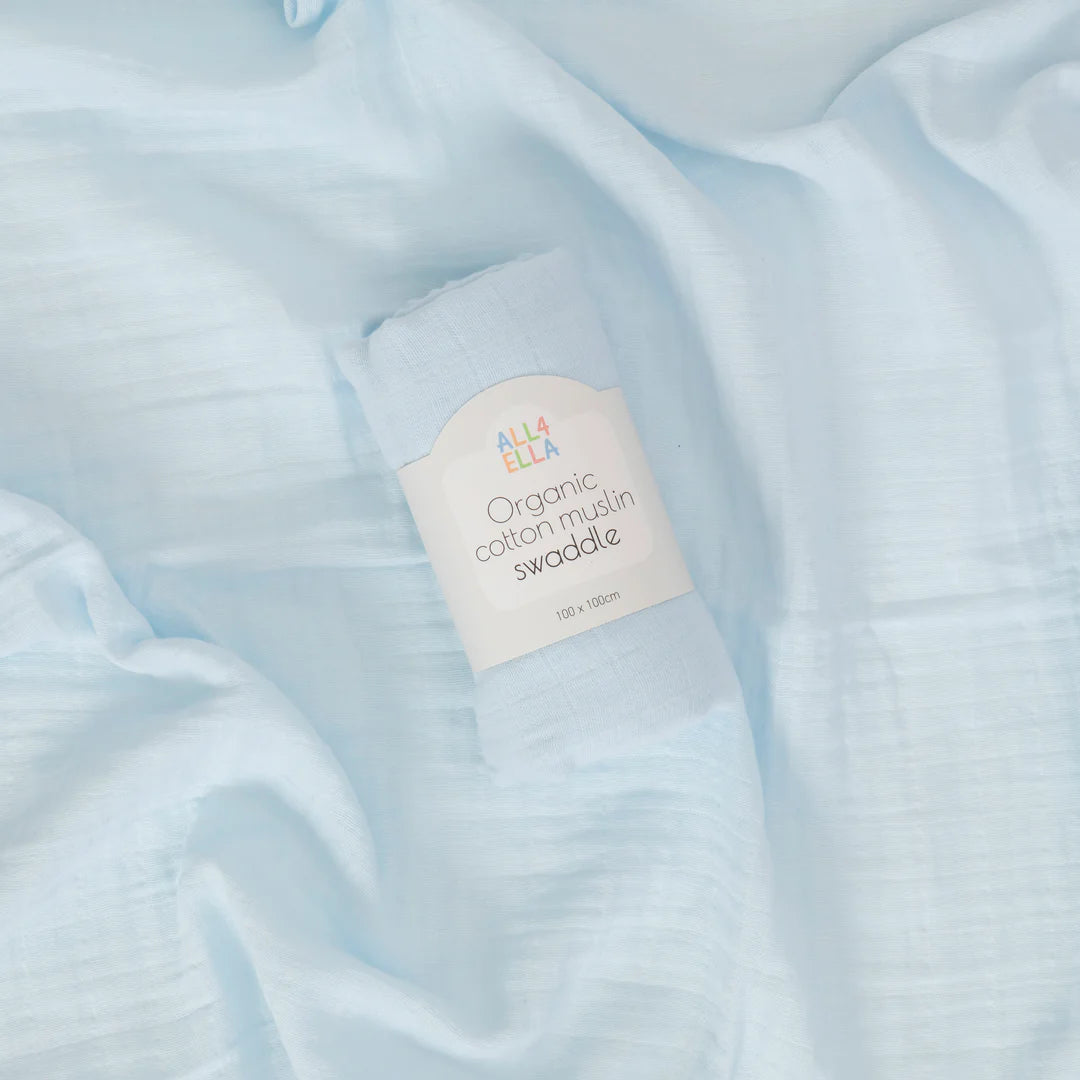 All4Ella Muslin Swaddle Baby Blue