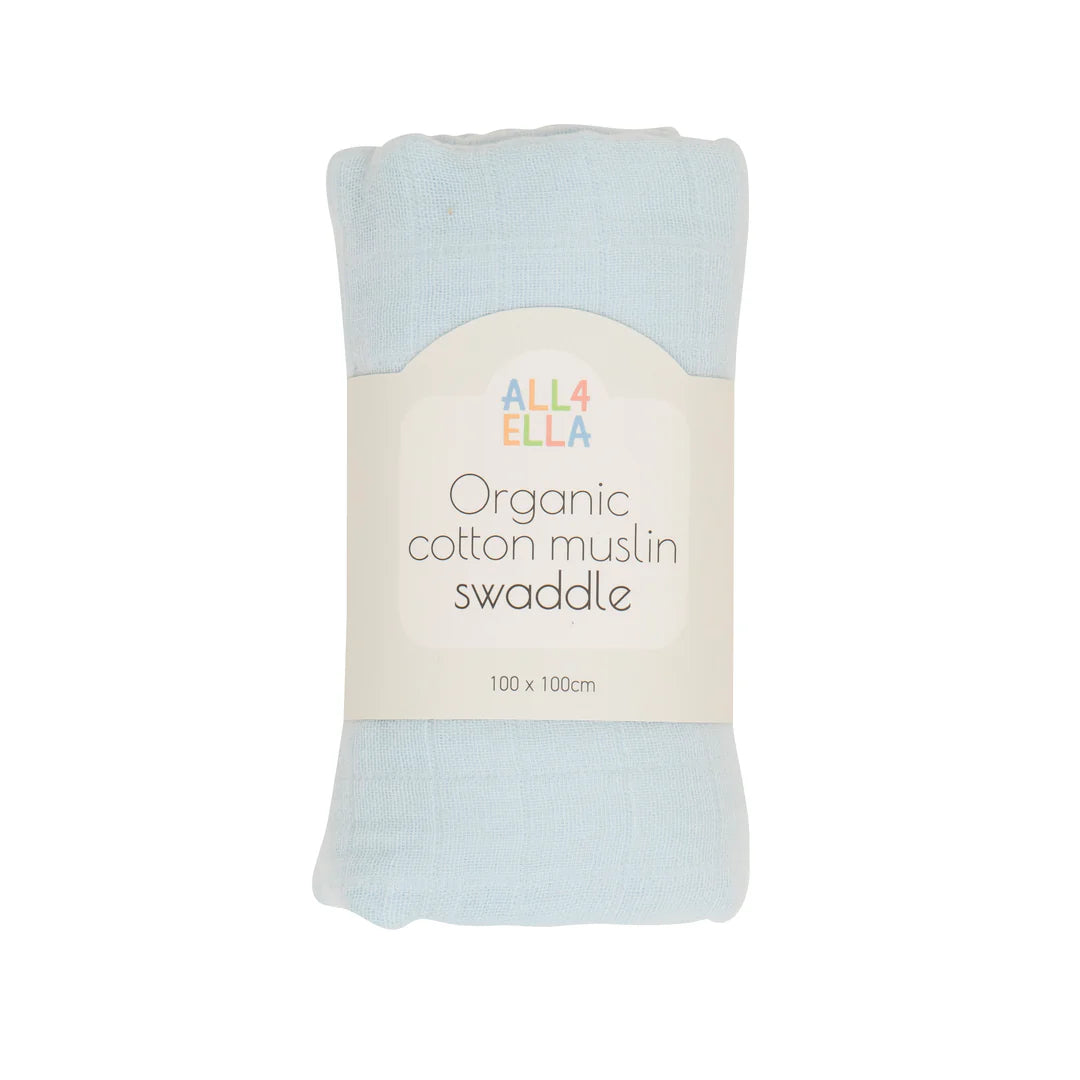 All4Ella Muslin Swaddle Baby Blue