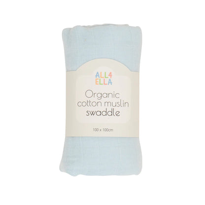 All4Ella Muslin Swaddle Baby Blue