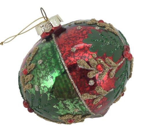 Red Green Holly Drop Hanging Bauble Pack of 6