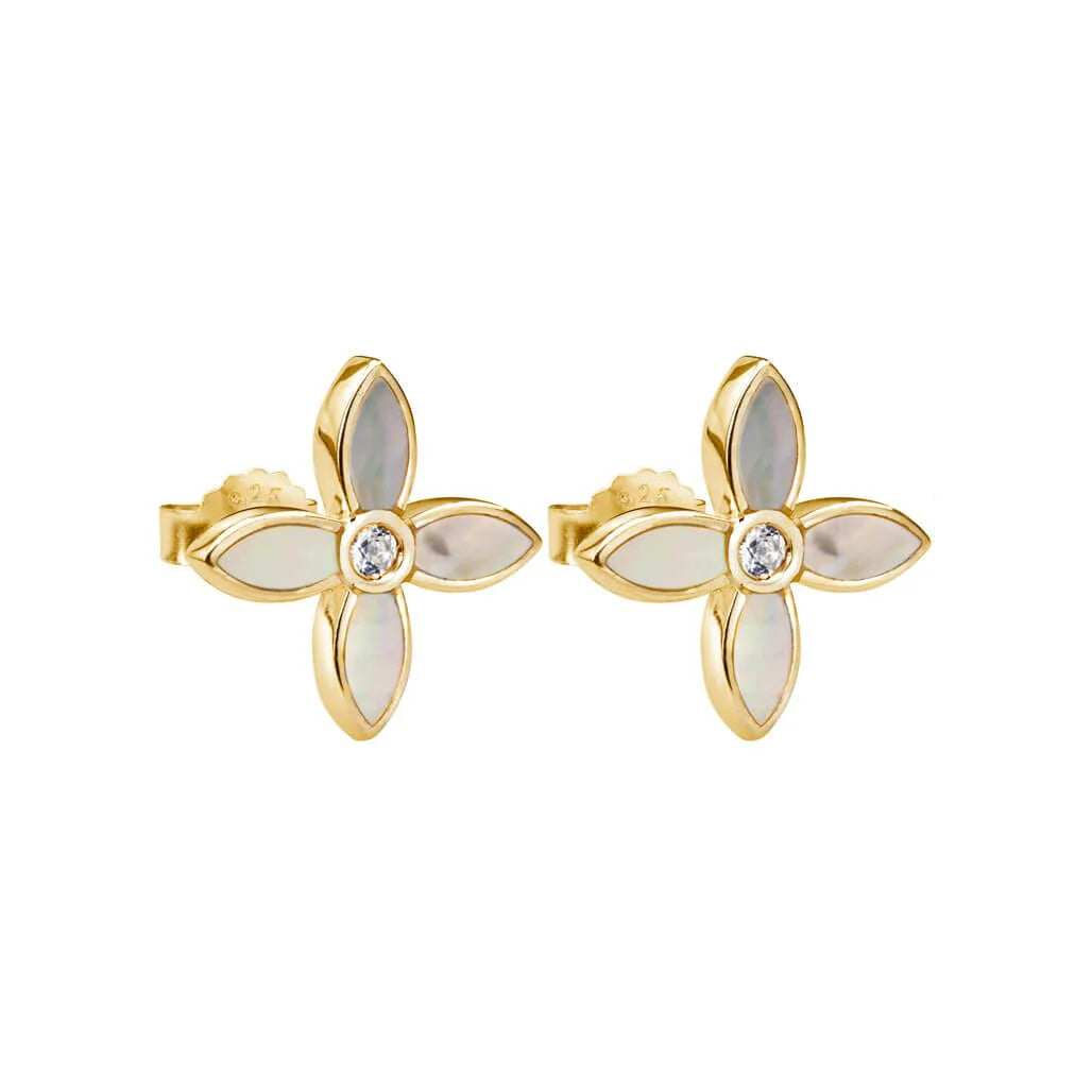 Murkani Small Earrings MOP Yellow Gold Plate