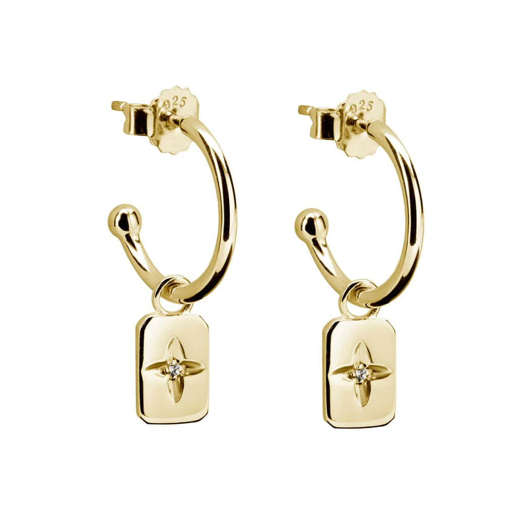 Murkani Desert Flower Rectangle Earrings in 18KT Yellow Gold Plate