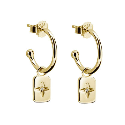 Murkani Desert Flower Rectangle Earrings in 18KT Yellow Gold Plate