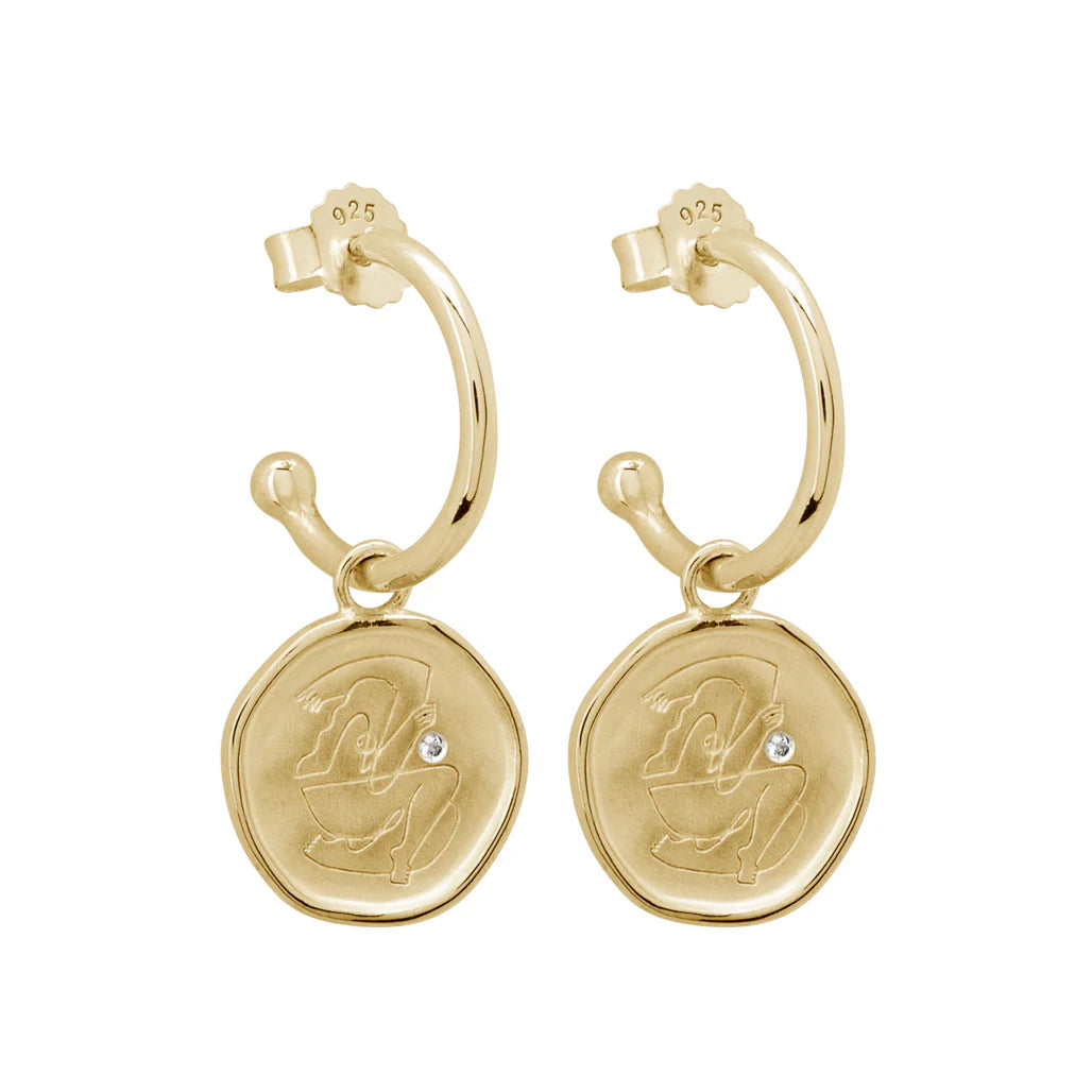 Murkani Empowerment Hoop Earrings Yellow Gold Plate