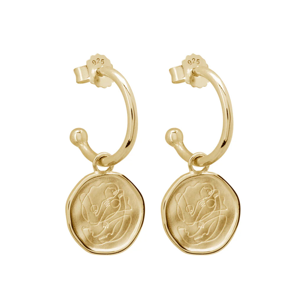 Murkani Motherhood Hoop Earrings Yellow Gold Plate