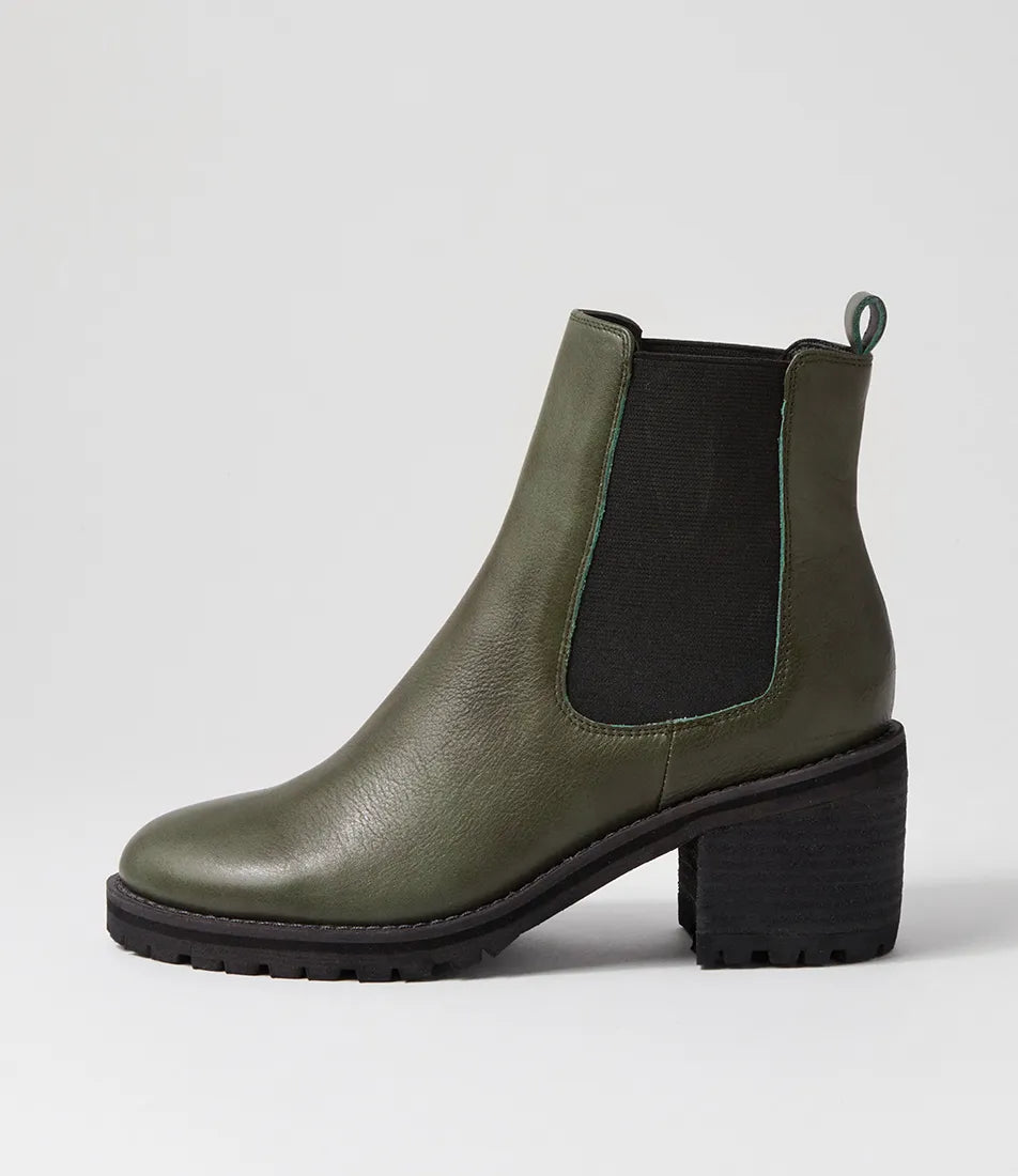 Mollini Biscoti Olive Leather Boots