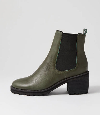 Mollini Biscoti Olive Leather Boots