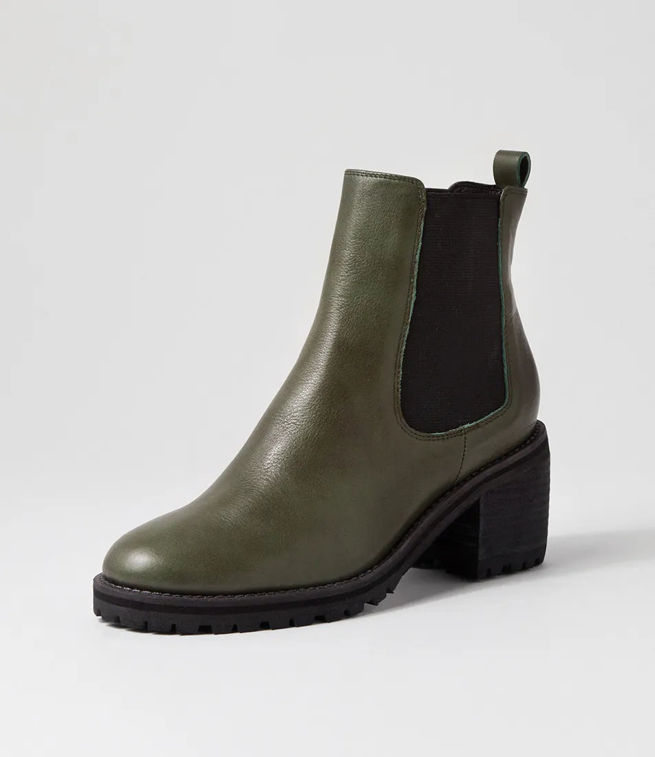 Mollini Biscoti Olive Leather Boots