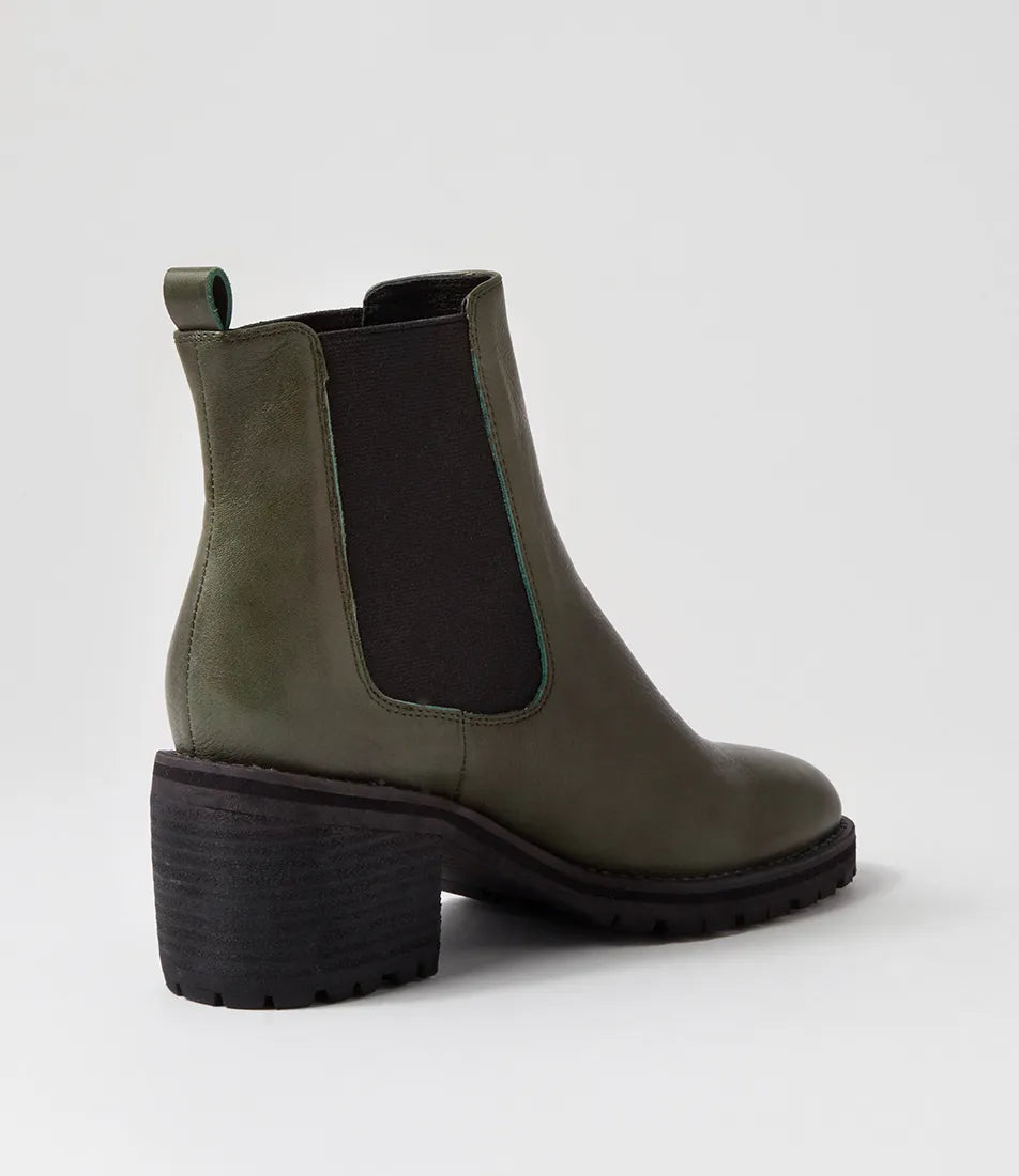 Mollini Biscoti Olive Leather Boots