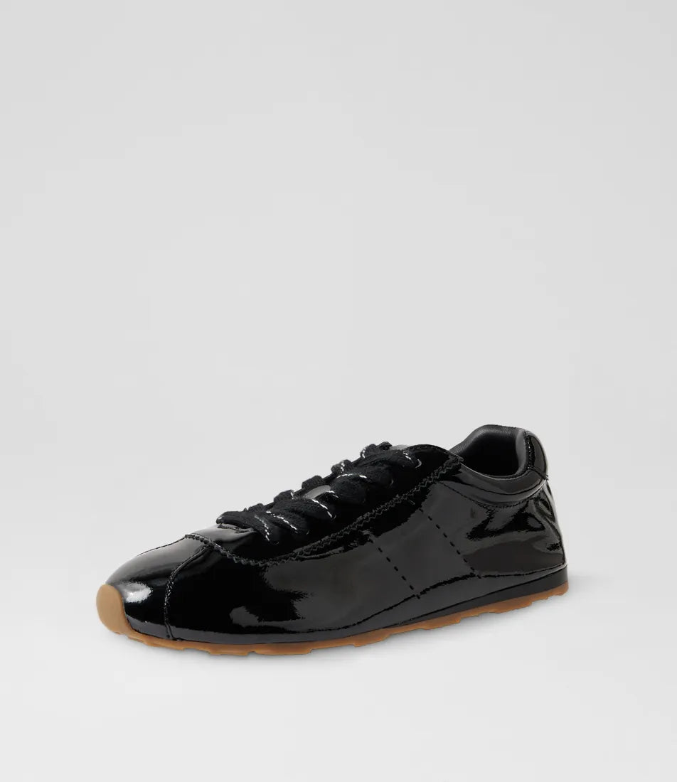 Mollini Mousi Black Crinkle Patent Sneaker