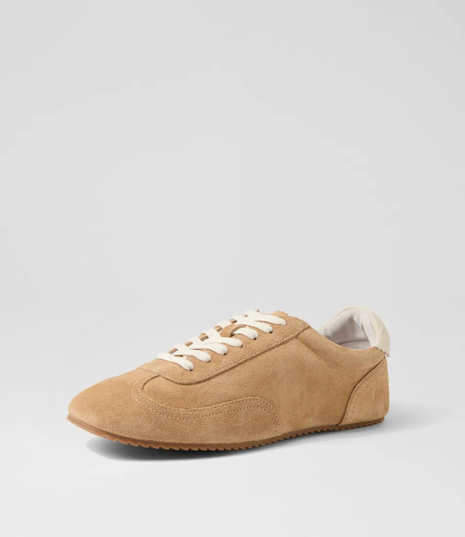 Mollini Liloa Camel Cream Suede-Leather Sneakers