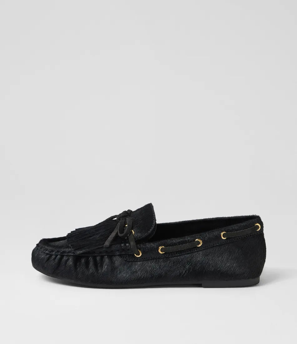 Mollini Eltin Black Suede Pony Loafer