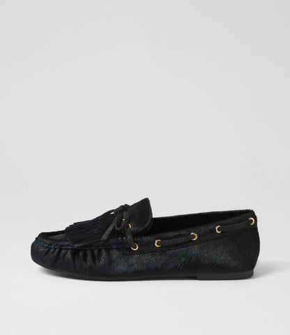 Mollini Eltin Black Suede Pony Loafer