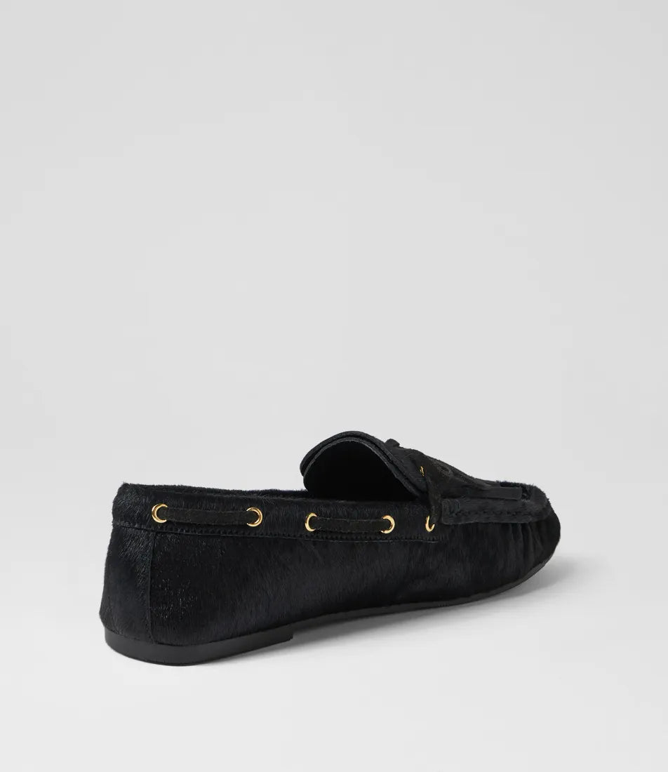 Mollini Eltin Black Suede Pony Loafer