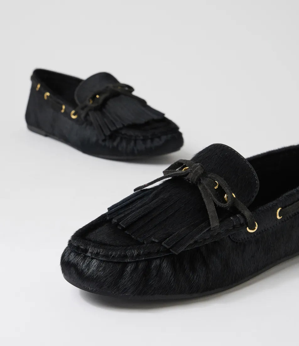 Mollini Eltin Black Suede Pony Loafer