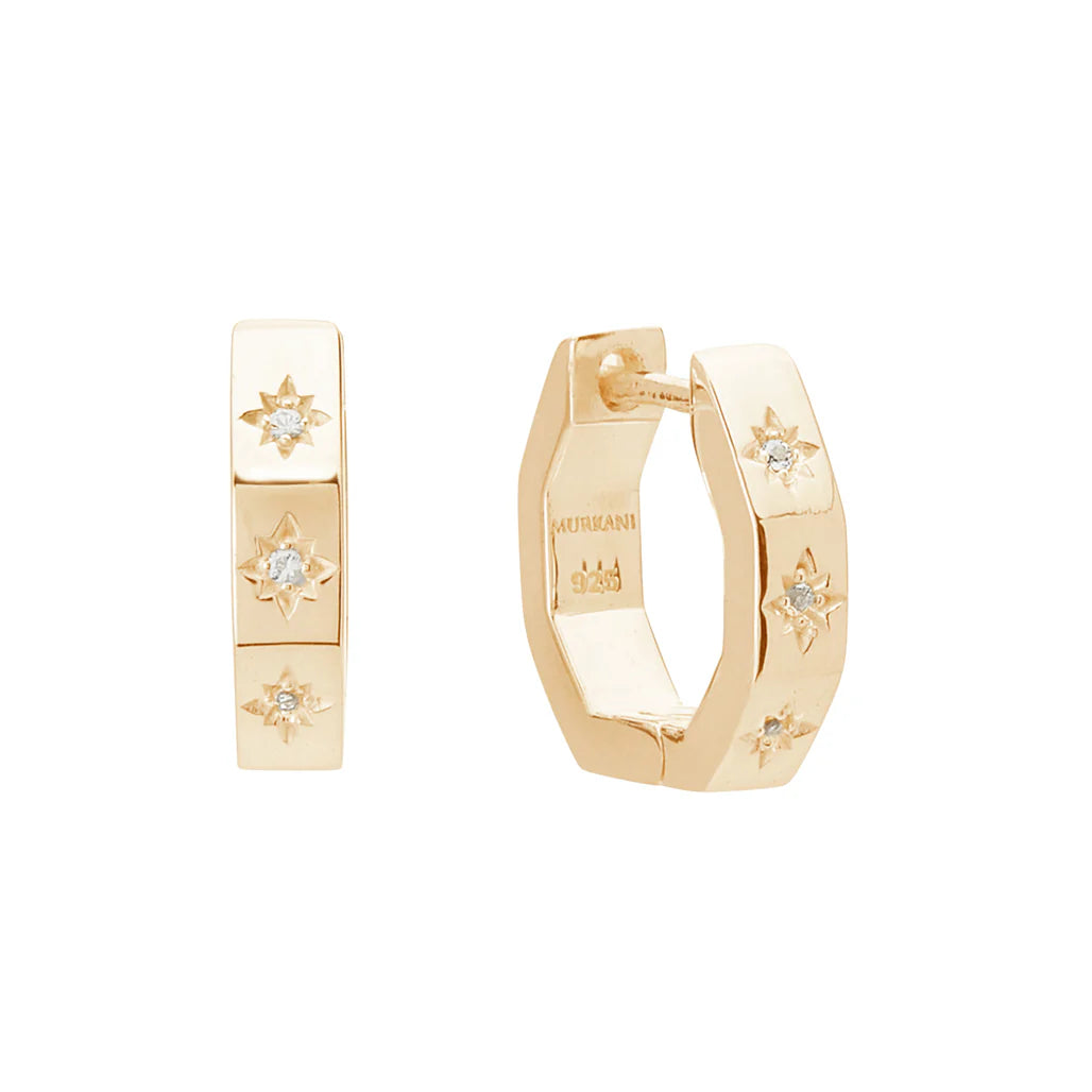 Murkani Octagonal Huggies 12mm Gold Plated