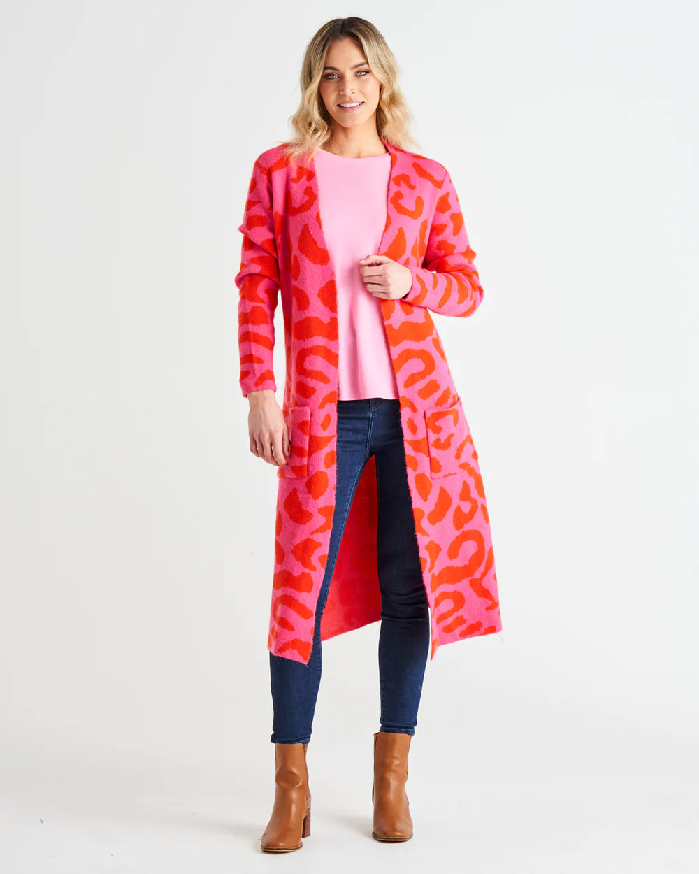 Swift Cardigan Pink/Red Cheetah Print