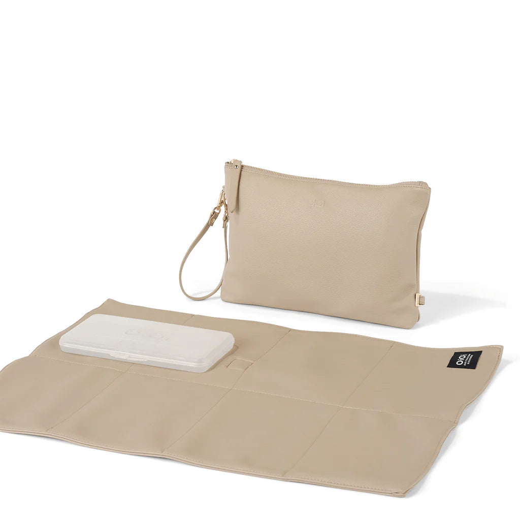 Nappy Changing Pouch Oat Vegan Leather