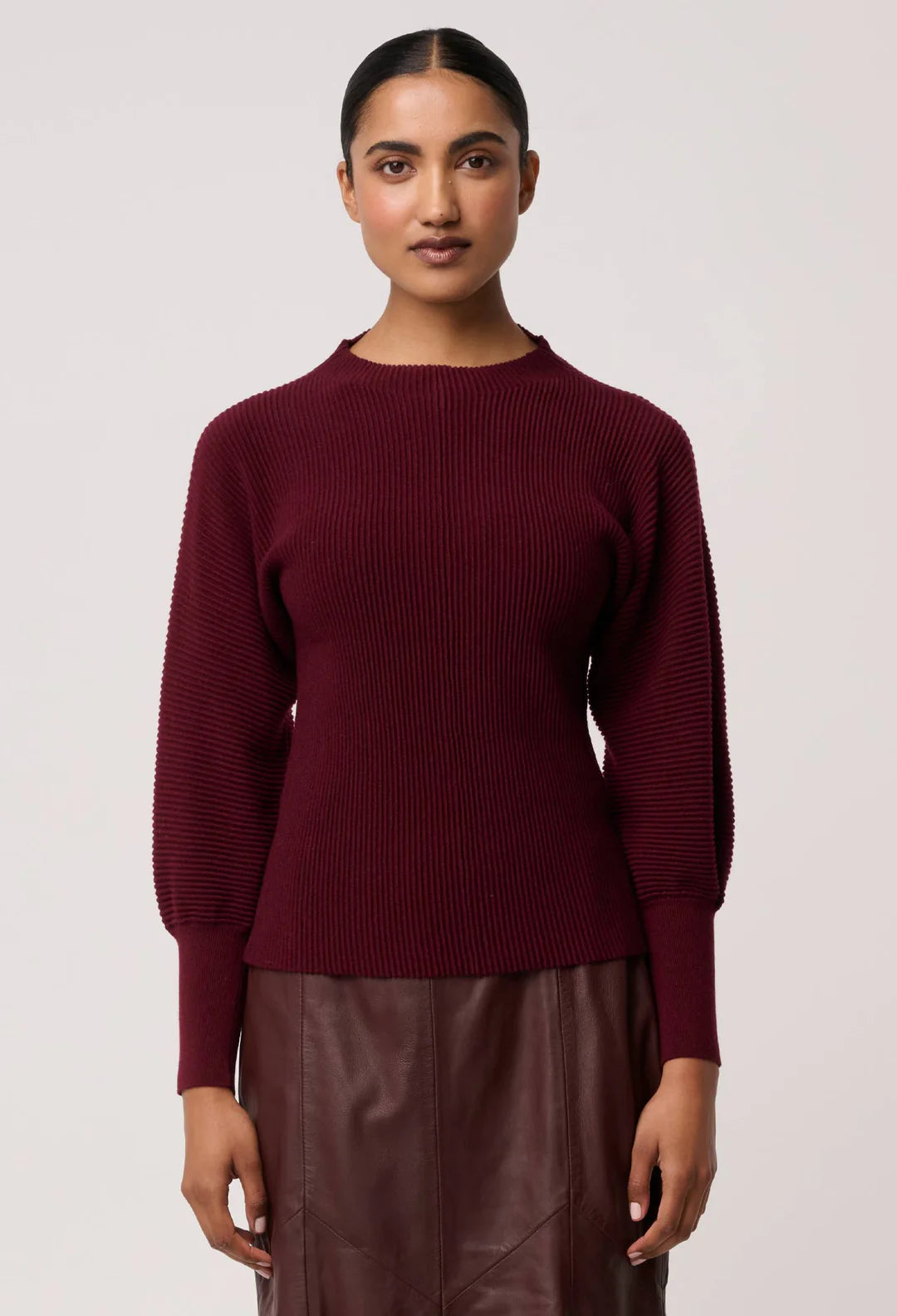 Once Was Roselle Merino Wool Blend Ribbed Knit Top