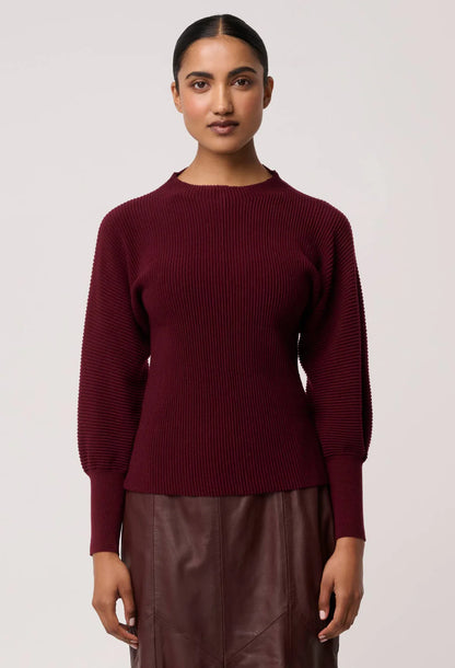 Once Was Roselle Merino Wool Blend Ribbed Knit Top