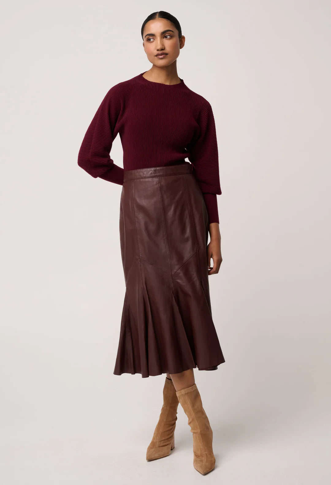 Once Was Roselle Merino Wool Blend Ribbed Knit Top