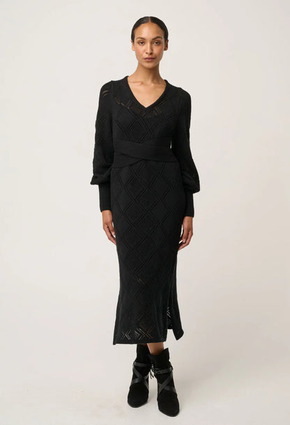 Once Was Cassi Viscose Cotton Blend V Neck Knit Dress