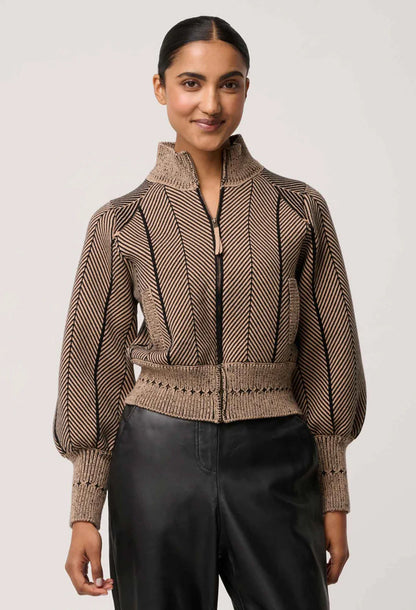 Once Was Jeanne Merino Wool Blend Jacquard Bomber
