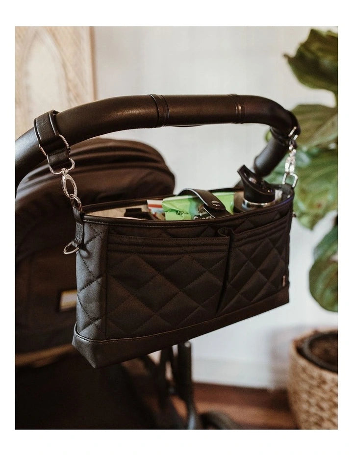 OiOi Stroller Organiser/Pram Caddy Black Diamond Quilt