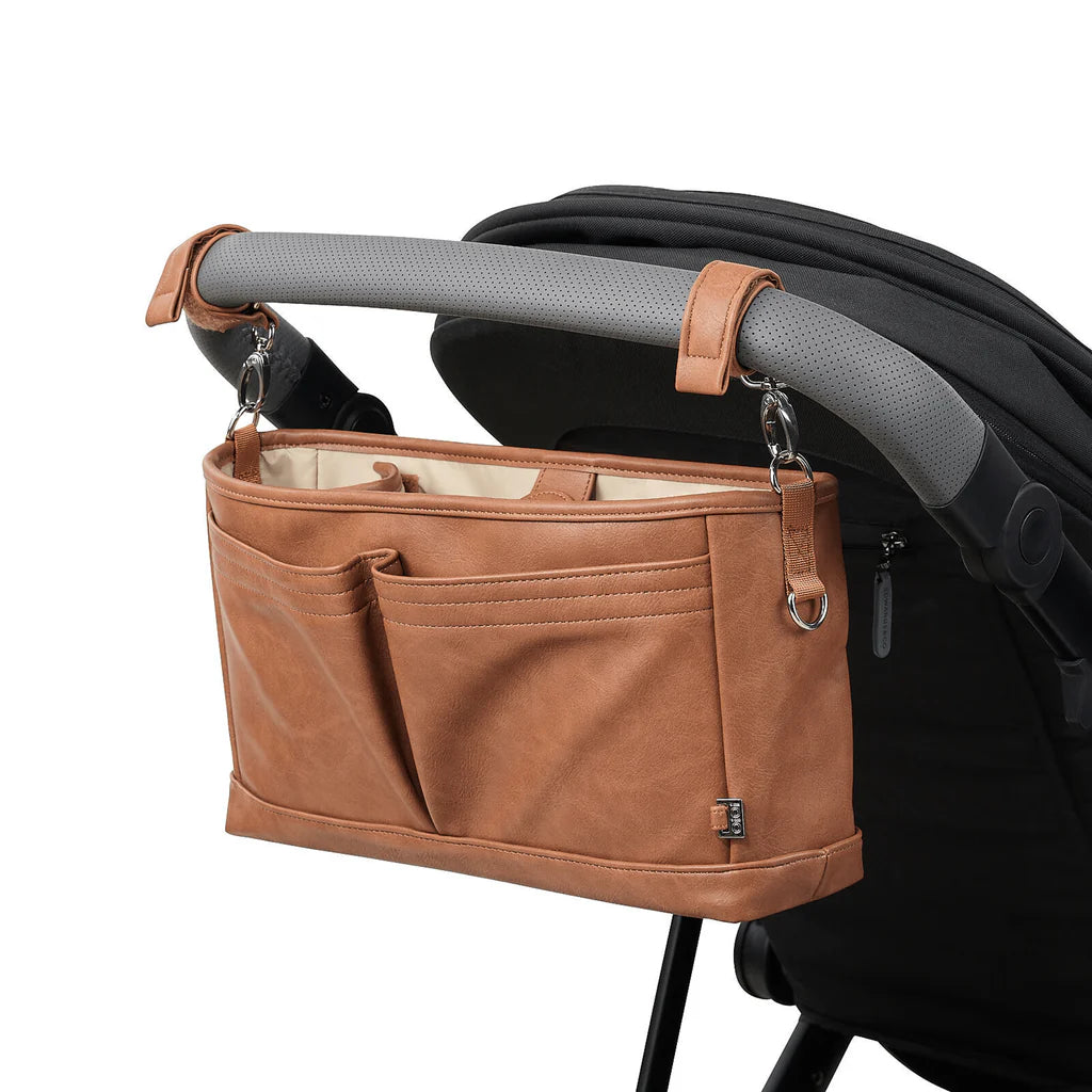 OiOi Vegan Leather Stroller Organiser/Pram Caddy - Tan