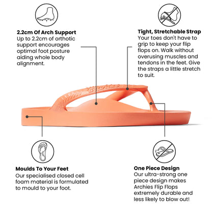 Archies Arch Support Thongs Classic Peach